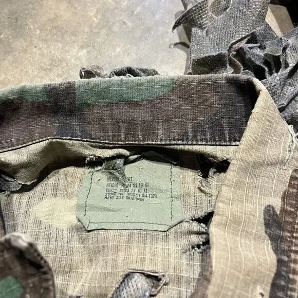 Vintage 80s Army Military Camo Button Up Stealth Shirt - Picture 5 of 5